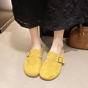 新款夏春内增高勃肯鞋包头半拖鞋女2026外穿配裙子厚底博肯0318k