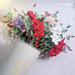 创意毛线花手工DIY编织花朵成品批发针织花束油桐花仿真花摆件礼