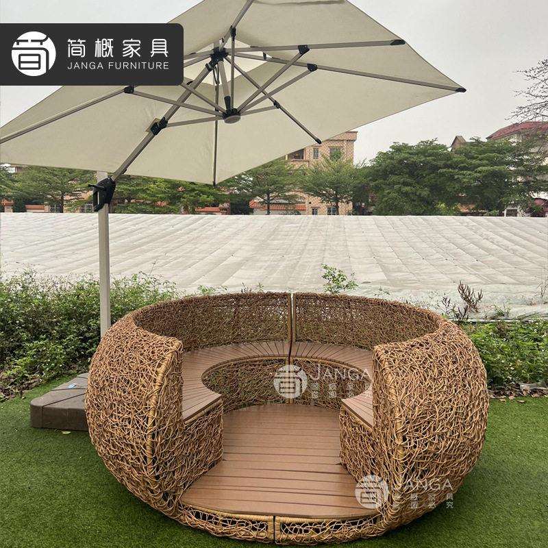 网红庭院鸟巢休闲度假景区落地创意鸟窝造型桌椅别墅度假卡座藤编