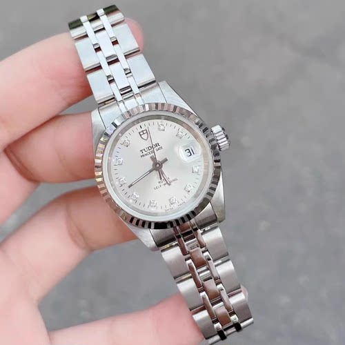 经典款9.8新帝舵公主系列钢18K白金圈自动机械25MM钻石女表92414