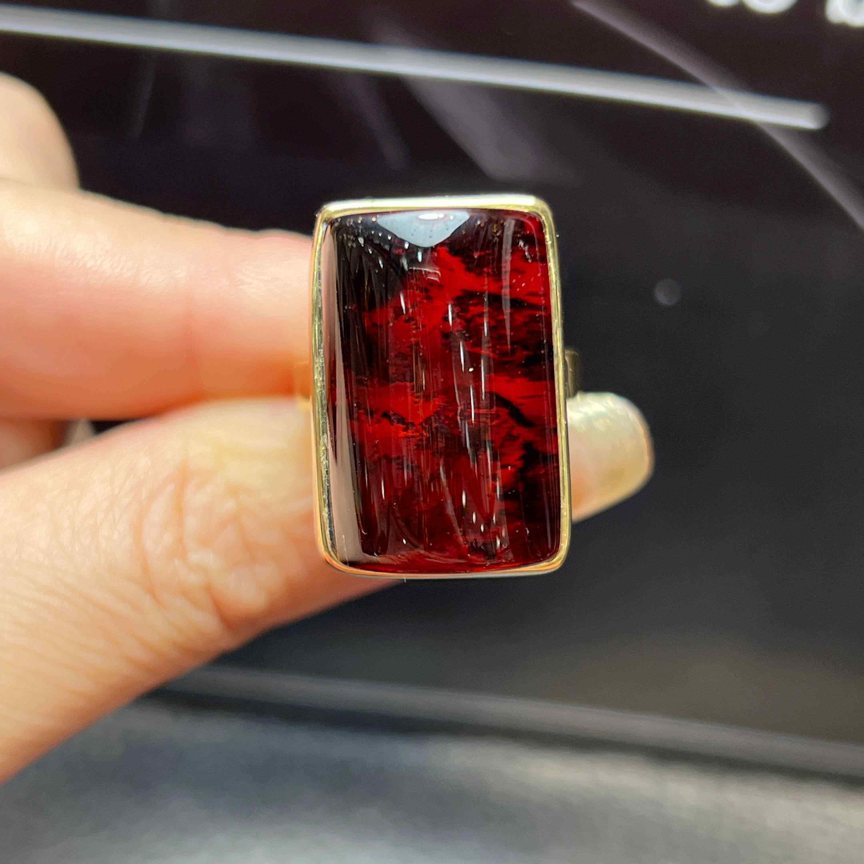 欧款波兰进口 保真天然景观琥珀血珀戒指 红色琥珀手环养颜衬肤色