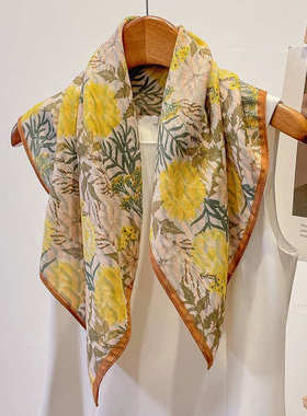 2025韩版复古时尚印花小方巾女丝巾装饰领巾职业围巾春夏防晒围脖