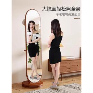宫廷风家用全身镜落地镜卧室门后旋转穿衣镜挂衣架一体大试衣镜子