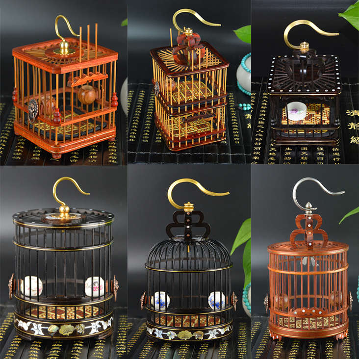 小鸟笼摆件高档精品乌木红木实木手工纯铜钩专用竹鸣虫蟋蟀蝈蝈笼