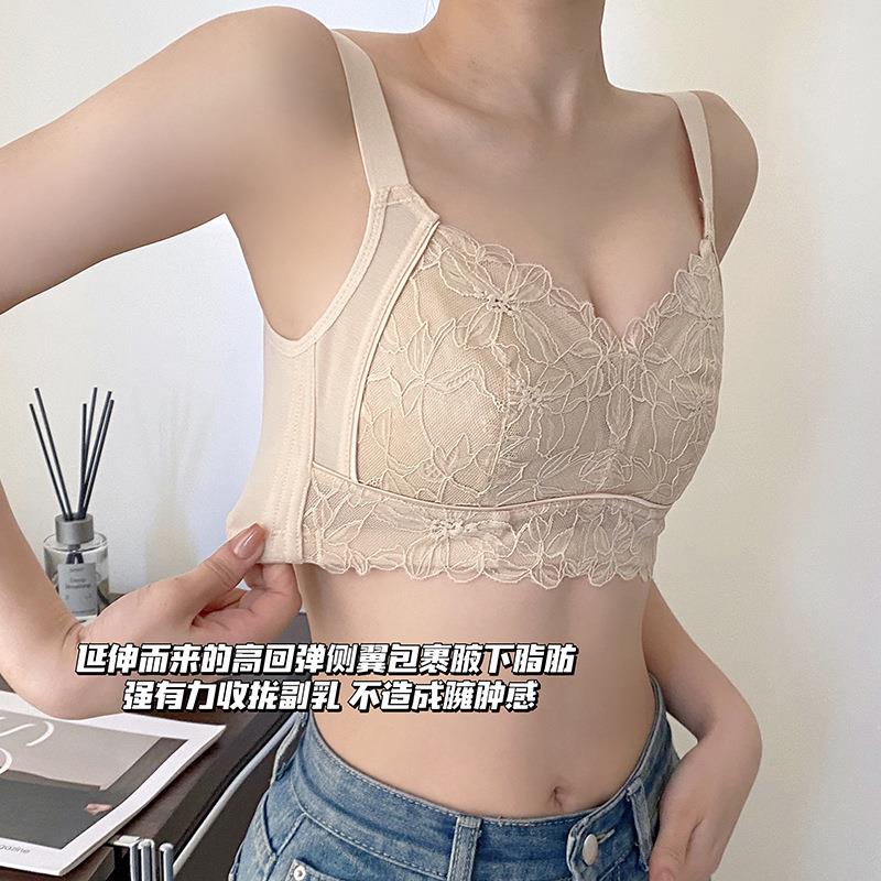 新款直销全罩杯大胸显小文胸薄款无钢圈内衣女防下垂收副乳胶杯调