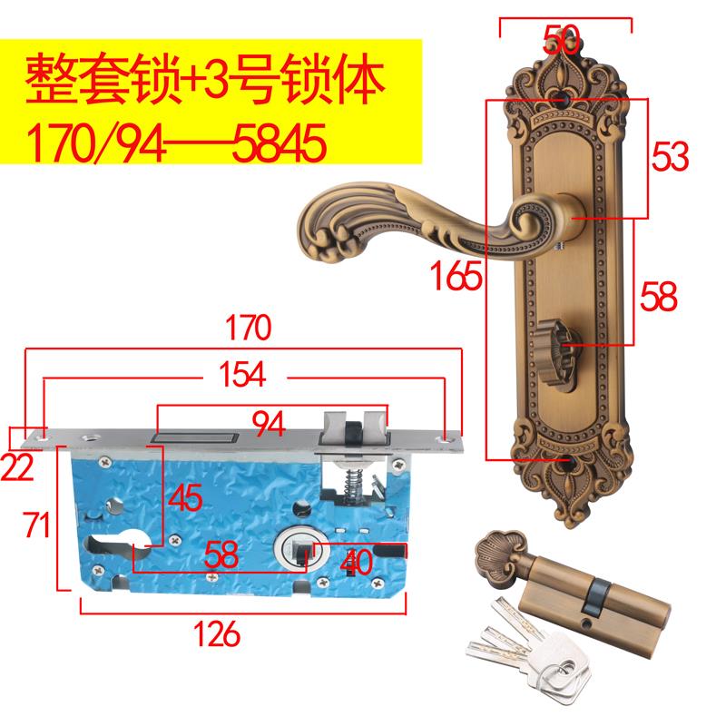 欧式黄古铜室内门锁卧用无品牌/换锁具实木室门家锁房间音16静5孔