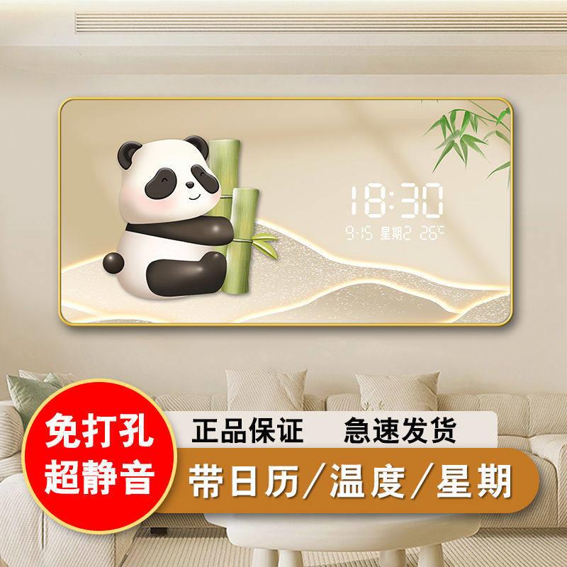 客厅背景挂钟装饰画钟表万年历LED电子挂画家居壁挂式北欧风家用