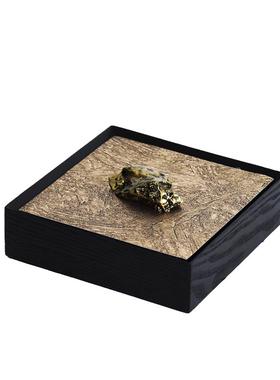 轻奢现代木质绿石头盒收纳盒桌面摆件衣帽间书房创意样板间装饰品
