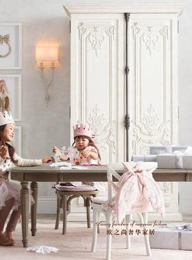 法式复古白色雕DVK花双门衣柜木欧式实木橡天四门衣橱式地锁储美