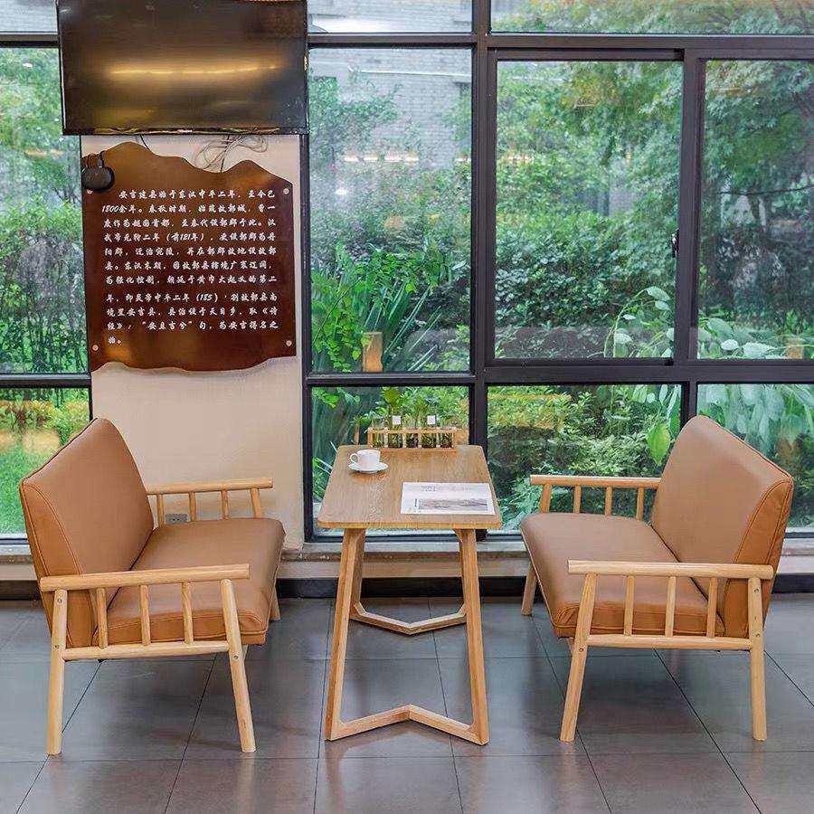 实木复古工业风咖啡厅沙发西餐厅咖啡店酒吧奶茶店洽谈桌椅组合