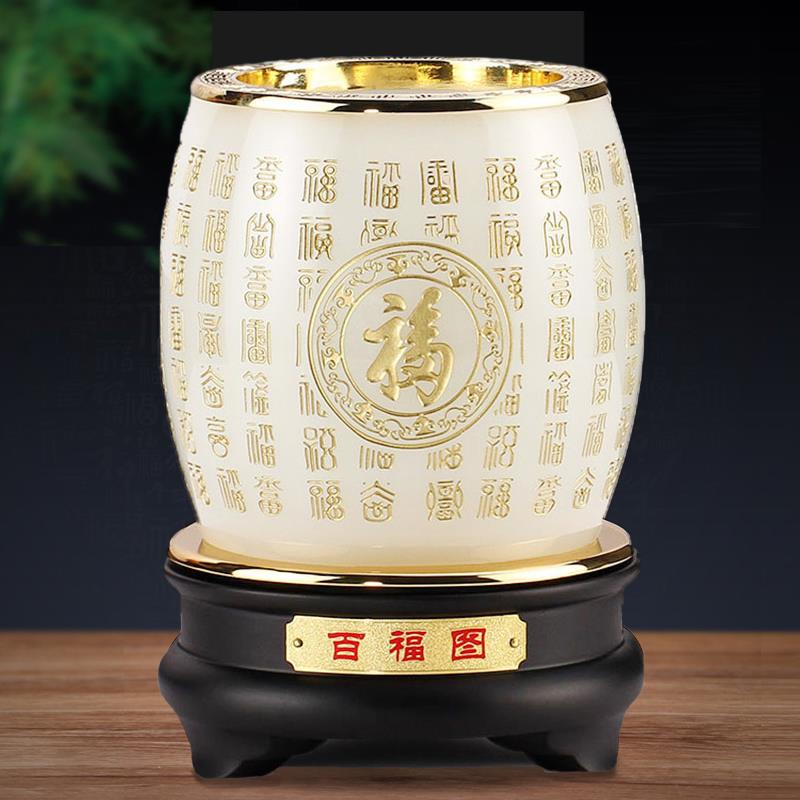 琉璃玉笔筒书房办公室桌面摆件送老师领导节日商务礼品家居装饰品