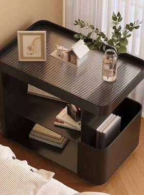 床头柜侧边柜置物架室极代窄简约现奶卧夹油风替代铁艺SNR缝创意