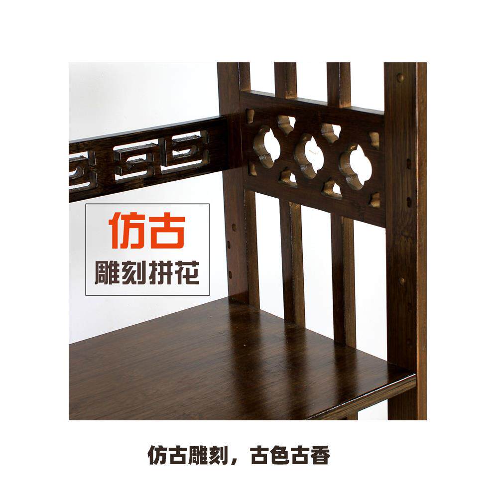 A9L楠竹可移动书架带万向滑轮置物架胡桃木色仿古学生书柜落地收