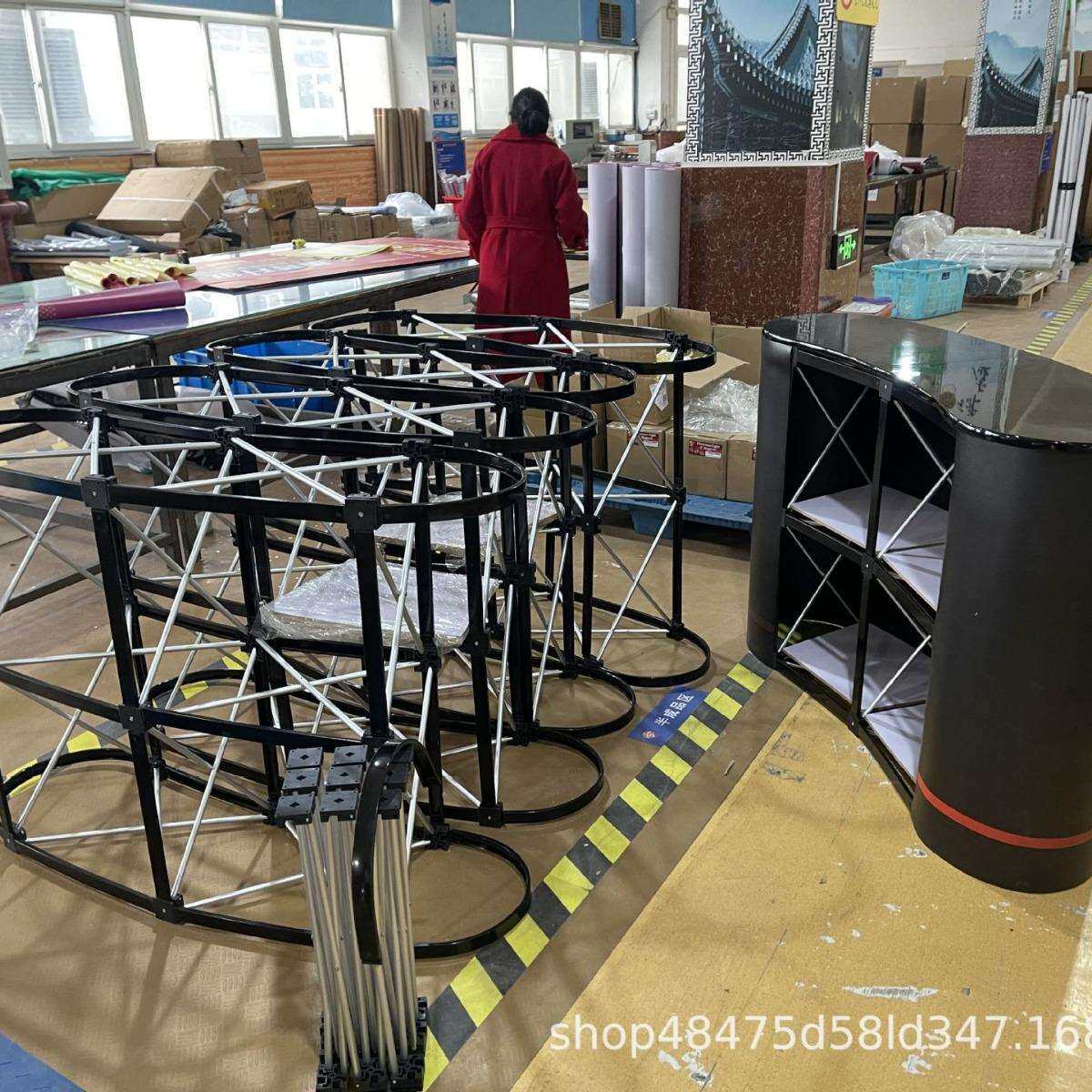 广告便携式磁吸铝合金材质接待台前台豪华拉网促销台布拉网展示柜