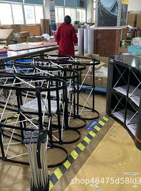 广告便携式磁吸铝合金材质接待台前台豪华拉网促销台布拉网展示柜