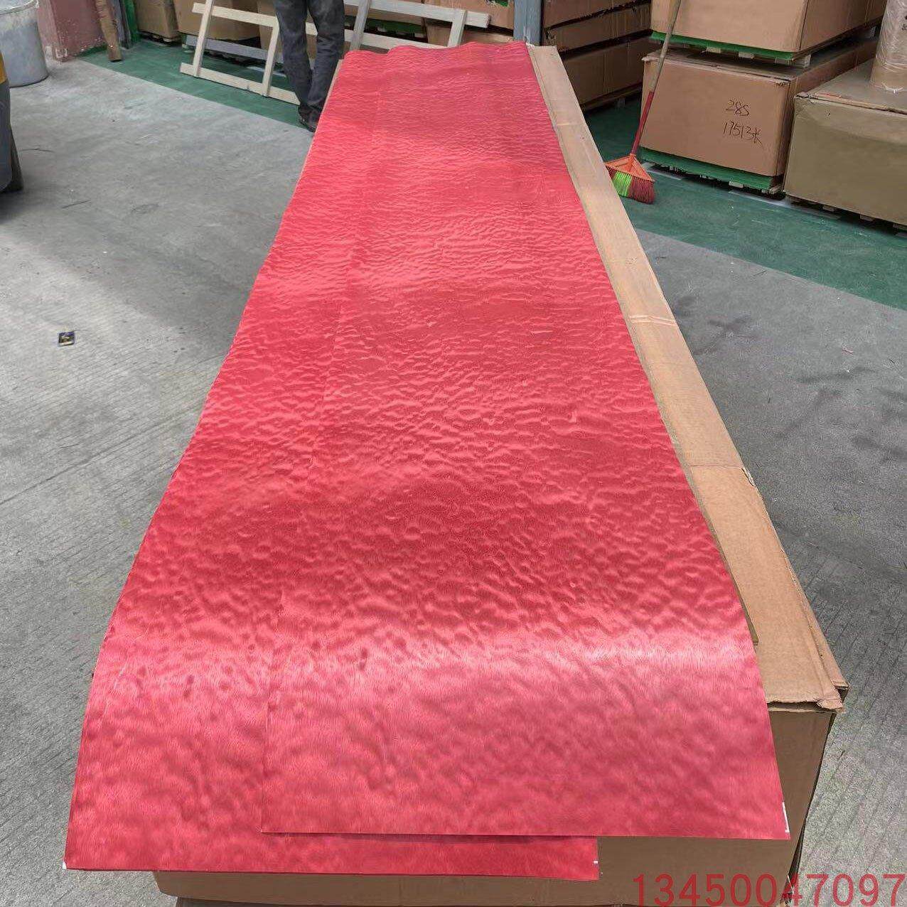 染色球纹沙比利木皮薄皮红色天然实木皮贴皮家具衣橱柜子乐器贴面