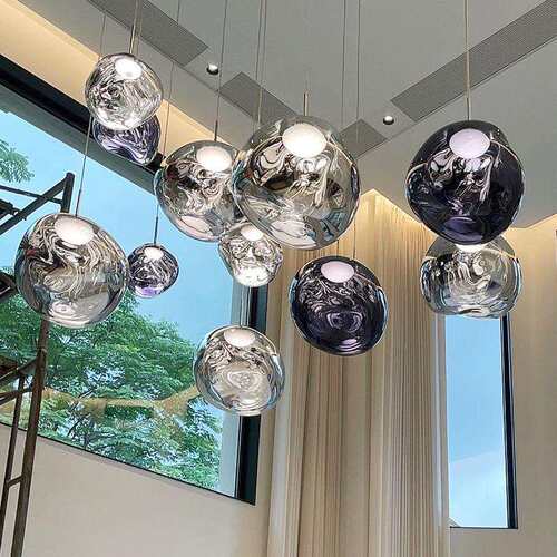 复式楼梯间熔岩吊灯loft别墅挑空客厅长吊灯艺术吧台餐厅灯
