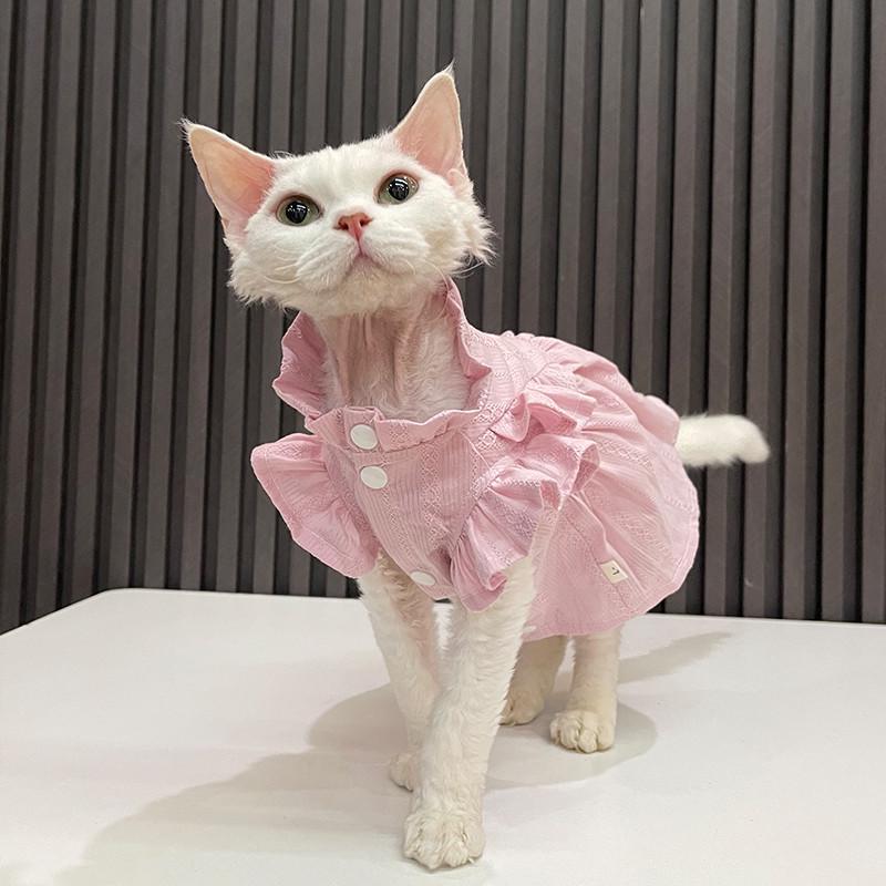 超薄夏季背心裙任发财无毛猫衣服斯芬克斯猫德文衣服