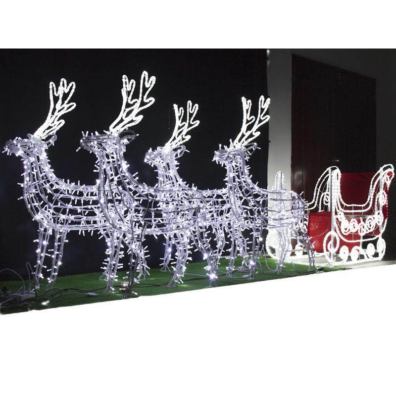 厂家直销圣诞马车大型麋鹿装饰灯户外led装饰灯户外发光圣诞鹿车