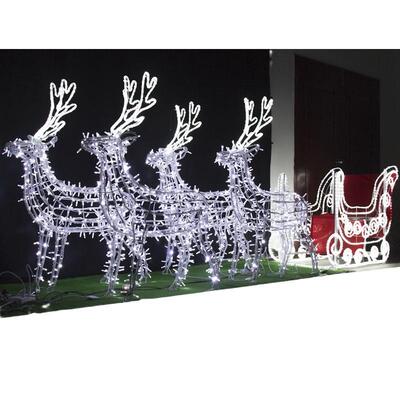 厂家直销圣诞马车大型麋鹿装饰灯户外led装饰灯户外发光圣诞鹿车