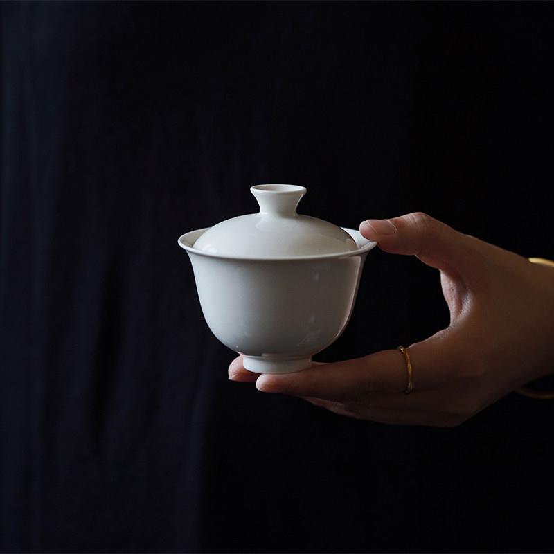 景德镇手工盖碗 岩韵陶瓷泡茶碗 元无品牌功夫茶具 家用高档茶器