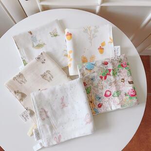 Rae Studio 三条装 婴儿小方巾口水巾新生儿竹棉手帕洗脸巾纱布巾