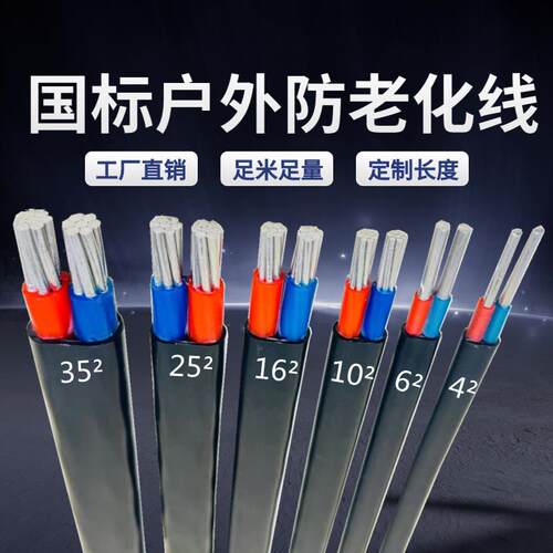国标2芯3芯电缆线铝芯家用户外电线2.5 4 6 10 16 25平方铝线护套