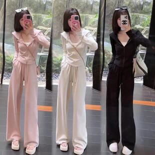 休闲运动套装女2026春秋新款连帽卫衣小个子阔腿裤时尚跑步两件套