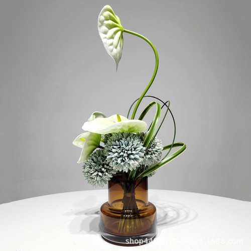 客厅洽谈花艺茶几装饰摆设仿真桌面摆件餐桌高档轻玄关奢花植假绿