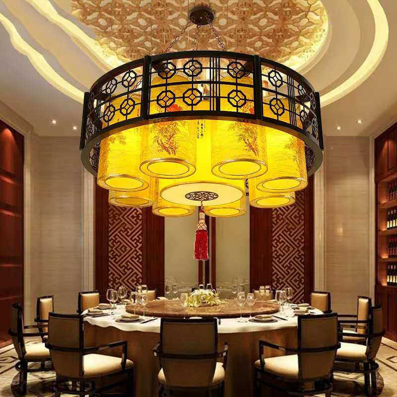 中式仿古实木吊灯酒店农家乐餐厅包厢茶楼火锅店走廊古典木艺灯饰