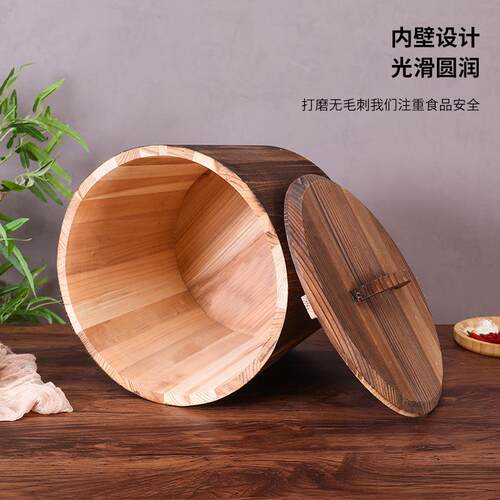 实木米桶家用储米箱装米桶10斤20斤30斤防潮防虫米缸带盖老式木桶
