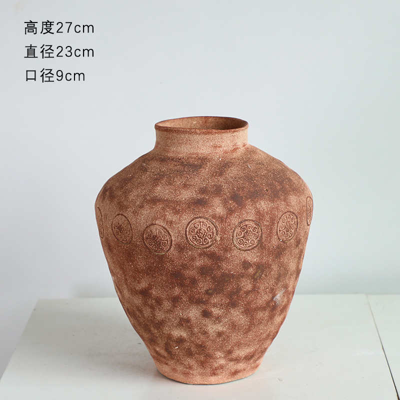 酒店禅意景德镇花瓶子手工寂摆件插花陶瓷复古民宿风侘陶罐怀旧粗