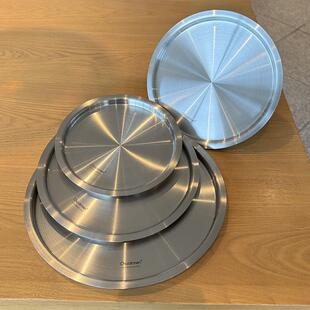 Chockmen 18-10不锈钢圆形通用盖子盆盖盘盖保鲜盖平盖食品碗盖子