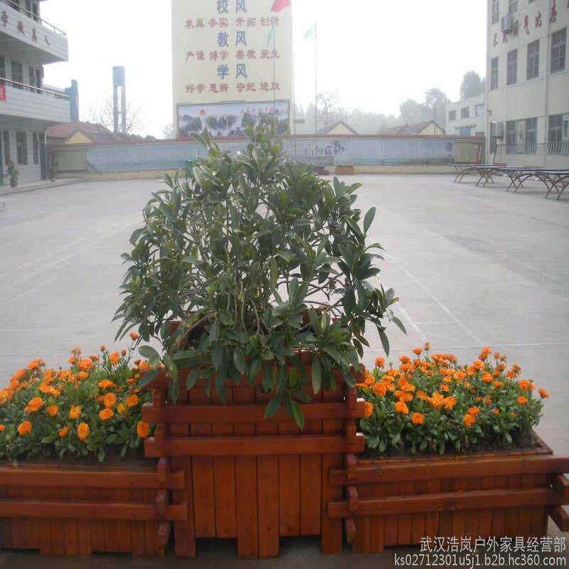 防腐木花箱花槽花盆户外长方形木质花箱碳化木种植箱
