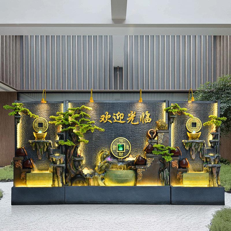 水幕墙流水屏风造景客厅玄关招财摆件庭院落地循环水假山流水喷泉