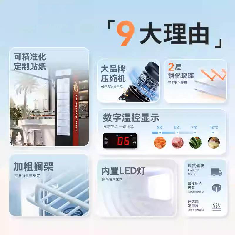 冰柜冷藏展示柜冷冻冰箱商用饮料保鲜立式啤酒水单门薄超窄展示柜