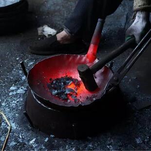 铁锅无涂层家用炒菜锅手工锻打大肚锅 章丘大肚锅宗师镜面锅老式