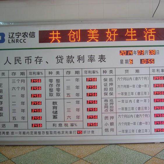 农业发展银行存款利率牌 电子利率屏 利率表 汇率牌