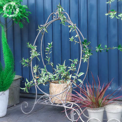 新品铁艺魔镜爬藤架简约折叠落地式做旧花架子花园阳台装饰植物架