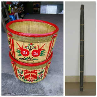 竹箩筐大号结婚嫁妆订婚满月搬家喜庆簸箕竹编织品纯手工家用竹编