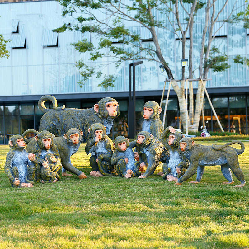 玻璃钢动物仿真猴子雕塑庭院子假山公园景区户外园林景观装饰摆件