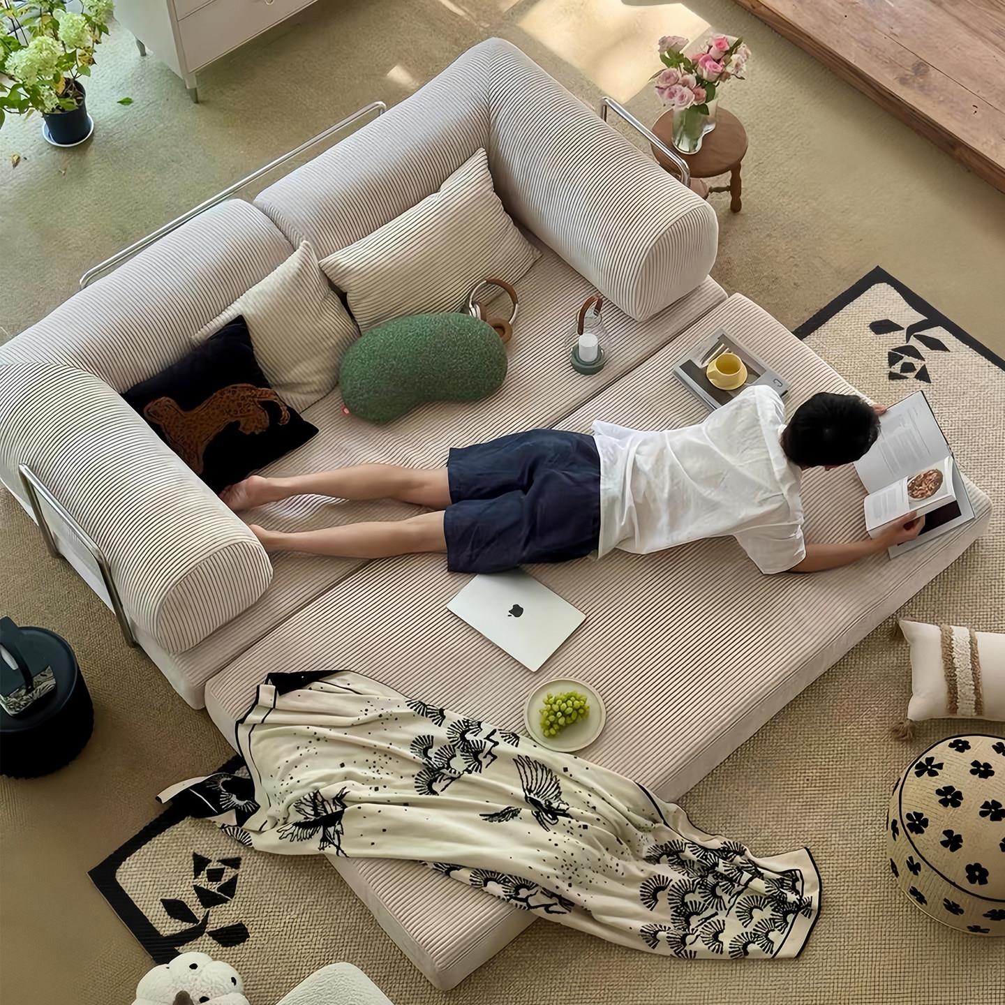 覆古压缩沙发客厅现代简约双人折叠两用小户型模块布艺懒人沙发床