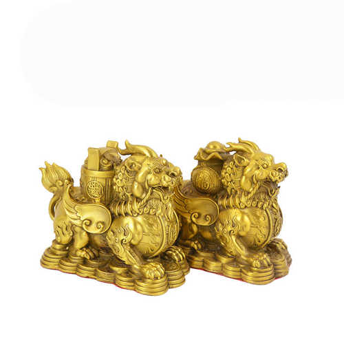 宏达 全黄铜财福貔貅 家居办公室玄关聚宝盆铜貔貅礼品摆件