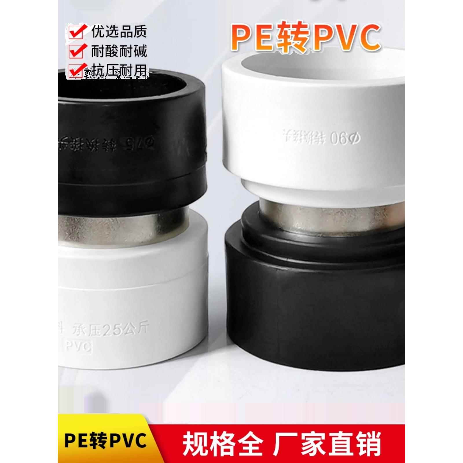 Pe管转Pvc管接头热熔管转Pvc管件直通转换接口75/90/110 3英寸4英