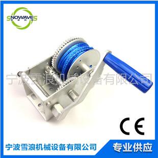 供应雪浪手动绞绞盘带纤维绳 活动把手3300lbs绞车