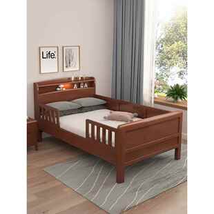 高脚床 全实木儿童加宽拼接床老人床单人床1米1.2米1.35带护栏老式