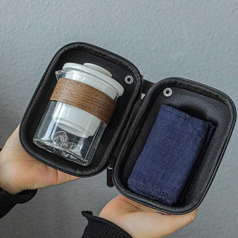 新款直销快客杯陶瓷随手泡防烫玻璃一壶二杯便携旅行功夫茶具答谢