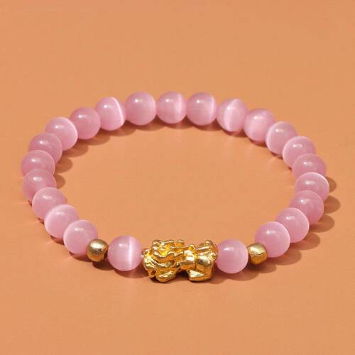 FenShui Stone Beads Bracelet Pink Cat Eye Bead Bracelets