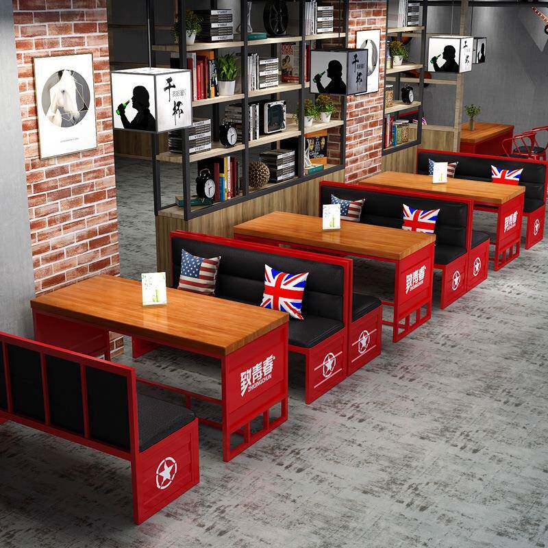 卡座沙发工业风酒吧桌椅组合火锅店烧烤店清吧餐厅饭店餐桌商用