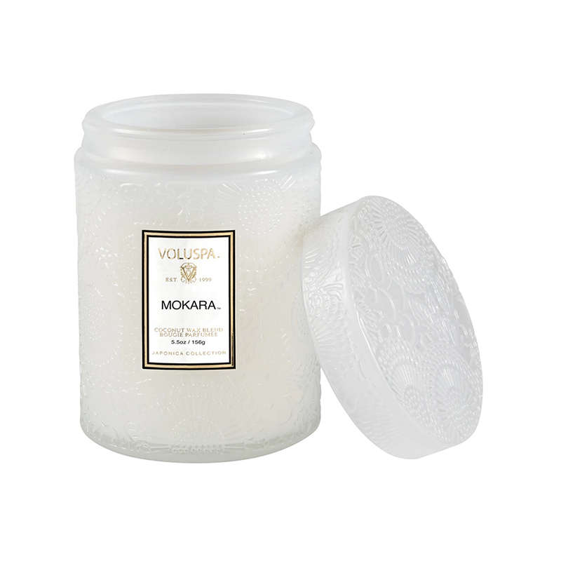 美国VOLUSPA香薰蜡烛mini玻璃盖浮雕杯蜡 生日礼物礼品家用 持久